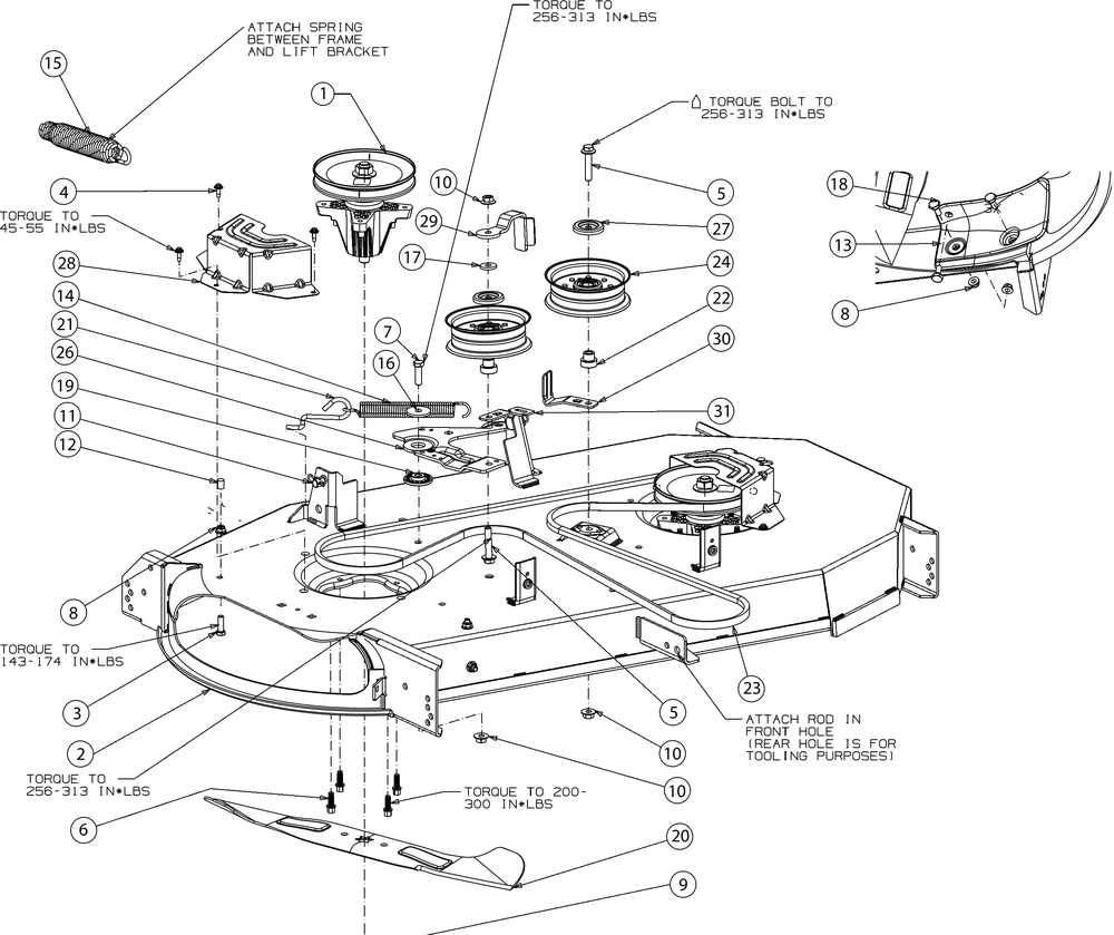 Deck Diagram and Parts List for (13AQA4CN010)(2016) Cub Cadet Lawn Tractor